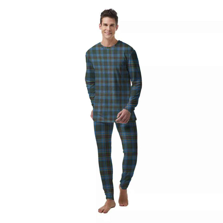 Scottish Cockburn Modern Clan Tartan Pajama Set  Men Front Side Tartan Plaid