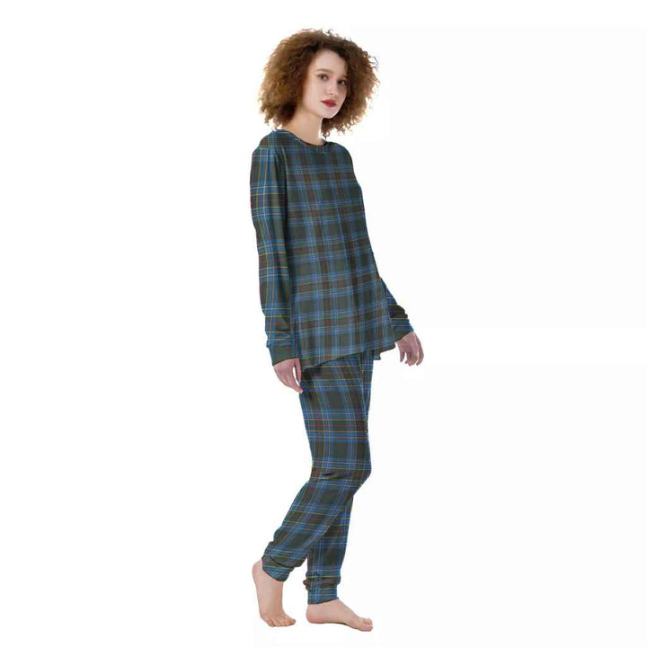 Scottish Cockburn Modern Clan Tartan Pajama Set Women Front Side Tartan Plaid