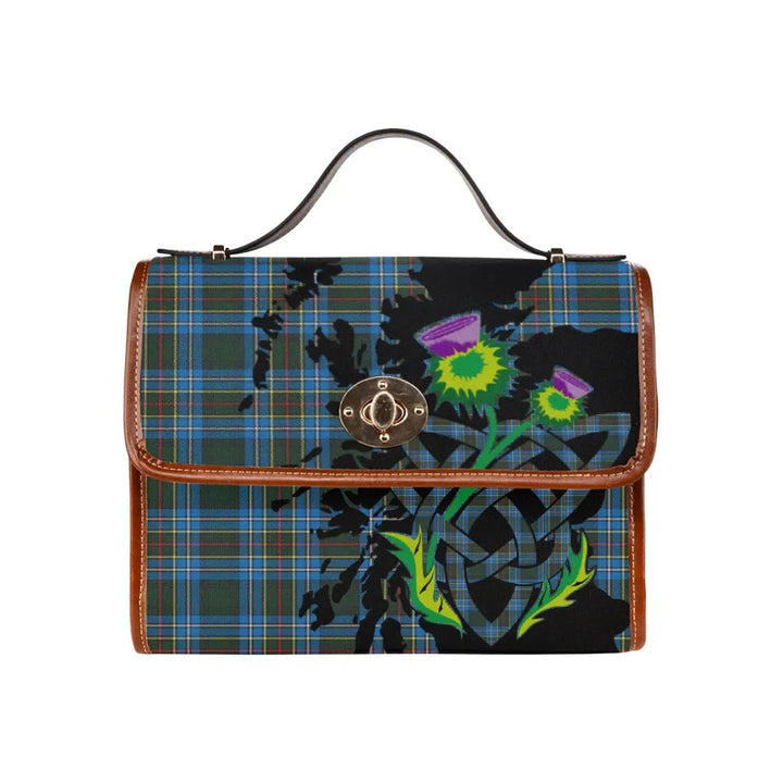 Scottish Cockburn Modern Clan Tartan Waterproof Canvas Bag With Thistle Tartan Plaid 2
