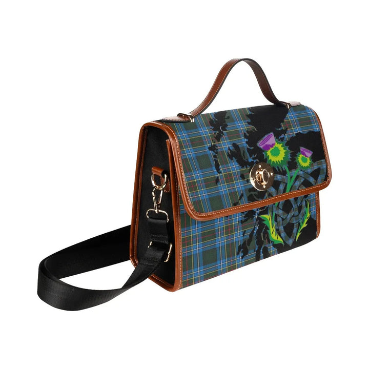 Scottish Cockburn Modern Clan Tartan Waterproof Canvas Bag With Thistle Tartan Plaid 3