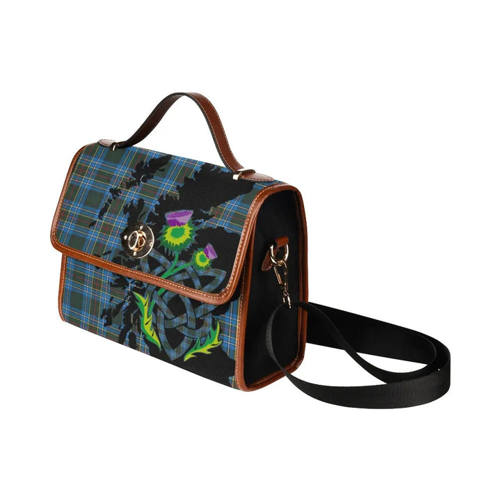 Scottish Cockburn Modern Clan Tartan Waterproof Canvas Bag With Thistle Tartan Plaid 4