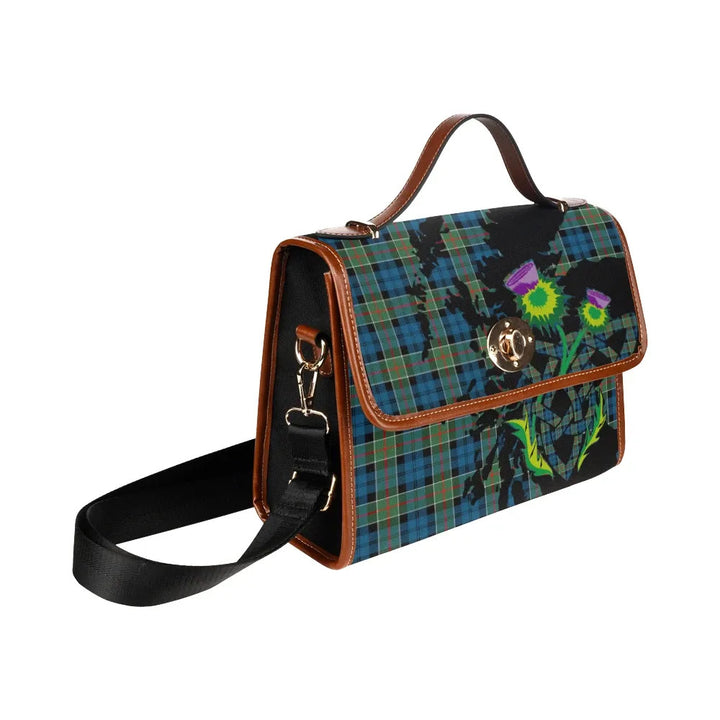 Scottish Colquhoun Ancient Clan Tartan Waterproof Canvas Bag With Thistle Tartan Plaid 3