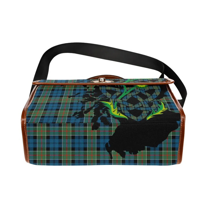 Scottish Colquhoun Ancient Clan Tartan Waterproof Canvas Bag With Thistle Tartan Plaid 5