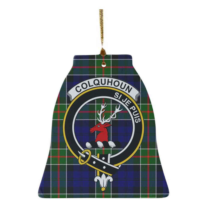 Scottish Colquhoun Clan Crest Tartan Ceramic Ornament Bell Shape Tartan Plaid