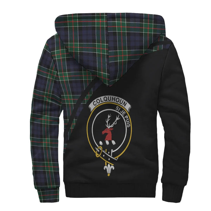 Scottish Colquhoun Clan Crest Tartan Curve Sherpa Hoodie