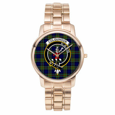 Scottish Colquhoun Clan Crest Tartan Folding Clasp Steel Quartz Watches Tartan Plaid Rose Gold 1