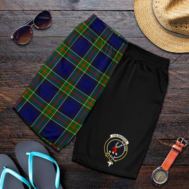 Scottish Colquhoun Clan Crest Tartan Half of Me Men's Shorts