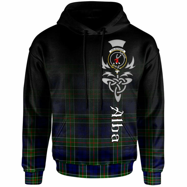Scottish Colquhoun Clan Crest Tartan Hoodie - Alba Gu Brath Family Crest Celtic Inspired Front Side Tartan Plaid