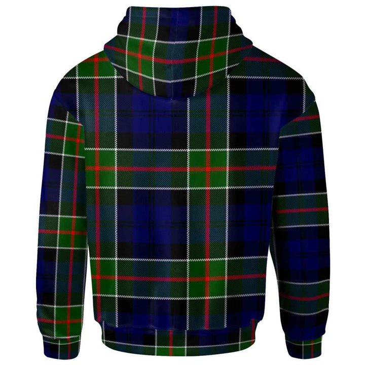 Scottish Colquhoun Clan Crest Tartan Hoodie Back Side Tartan Plaid