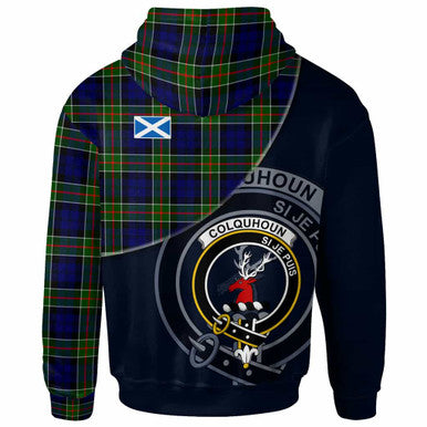Scottish Colquhoun Clan Crest Tartan Hoodie - Bend Style Back Side Tartan Plaid