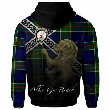 Scottish Colquhoun Clan Crest Tartan Hoodie - Scotland Lion Back Side Tartan Plaid