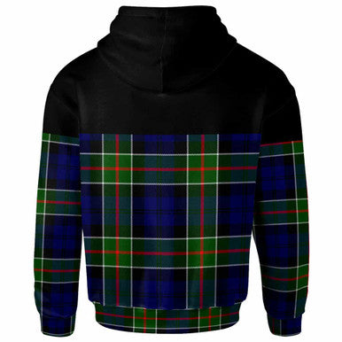 Scottish Colquhoun Clan Crest Tartan Hoodie - Horizontal Style Back Side Tartan Plaid