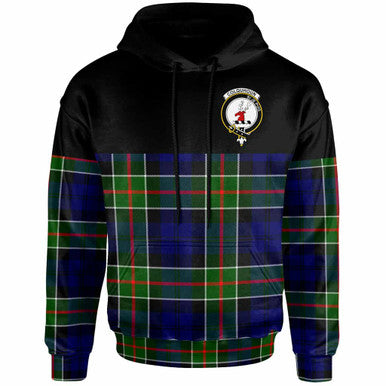 Scottish Colquhoun Clan Crest Tartan Hoodie - Horizontal Style Front Side Tartan Plaid