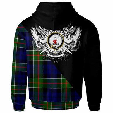 Scottish Colquhoun Clan Crest Tartan Hoodie - Military Logo Back Side Tartan Plaid
