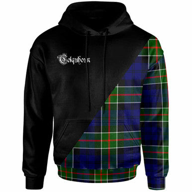 Scottish Colquhoun Clan Crest Tartan Hoodie - Military Logo Front Side Tartan Plaid