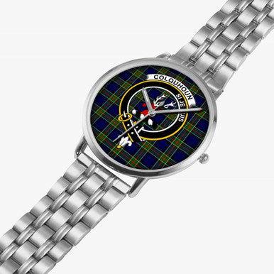 Scottish Colquhoun Clan Crest Tartan Instafamous Steel Quartz Watches Tartan Plaid Silver 2