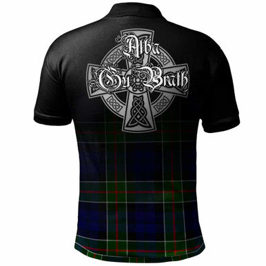 Scottish Colquhoun Clan Crest Tartan Polo Shirt - Alba Gu Brath Family Crest Celtic Inspired Back Side Tartan Plaid