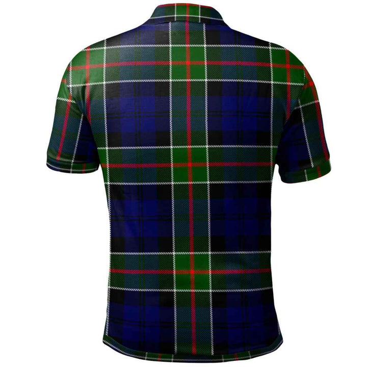 Scottish Colquhoun Clan Crest Tartan Polo Shirt Back Side Tartan Plaid