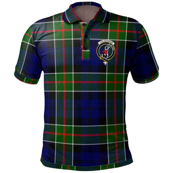 Scottish Colquhoun Clan Crest Tartan Polo Shirt Front Side Tartan Plaid