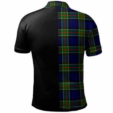 Scottish Colquhoun Clan Crest Tartan Polo Shirt - Half in Me Back Side Tartan Plaid