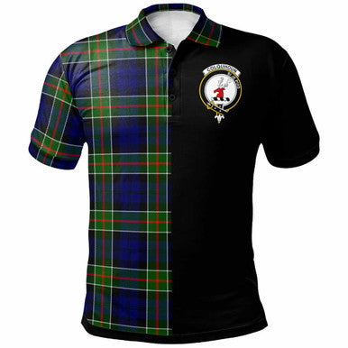Scottish Colquhoun Clan Crest Tartan Polo Shirt - Half in Me Front Side Tartan Plaid