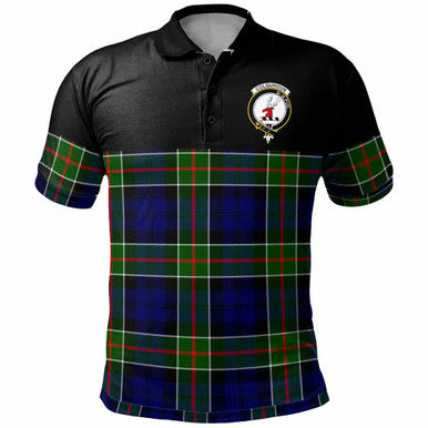 Scottish Colquhoun Clan Crest Tartan Polo Shirt - Horizontal Style Front Side Tartan Plaid