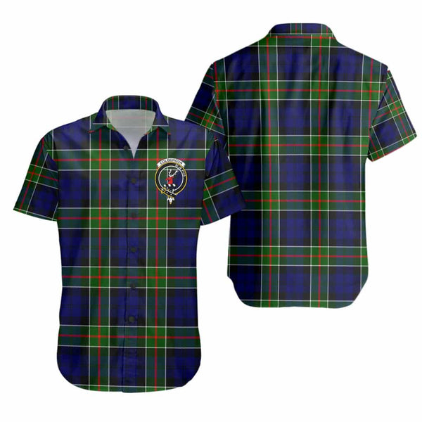 Scottish Colquhoun Clan Crest Tartan Short Sleeve Shirt Tartan Plaid