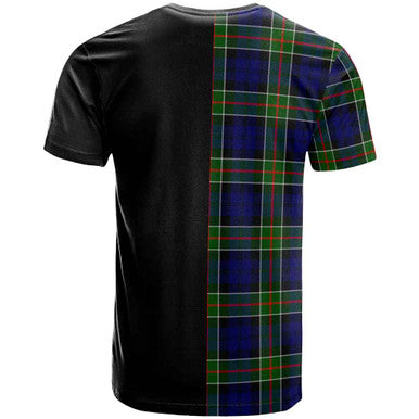 Scottish Colquhoun Clan Crest Tartan T-Shirt Half in Me Back Side Tartan Plaid