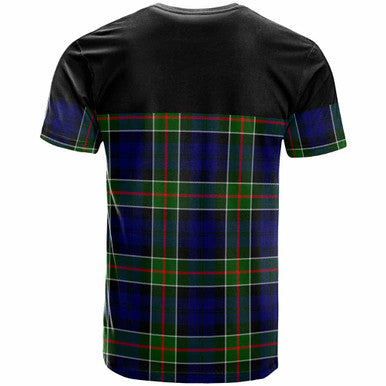 Scottish Colquhoun Clan Crest Tartan T-Shirt - Horizontal Style Back Side Tartan Plaid