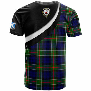 Scottish Colquhoun Clan Crest Tartan T-Shirt - Scotland Forever Style Back Side Tartan Plaid