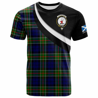 Scottish Colquhoun Clan Crest Tartan T-Shirt - Scotland Forever Style Front Side Tartan Plaid