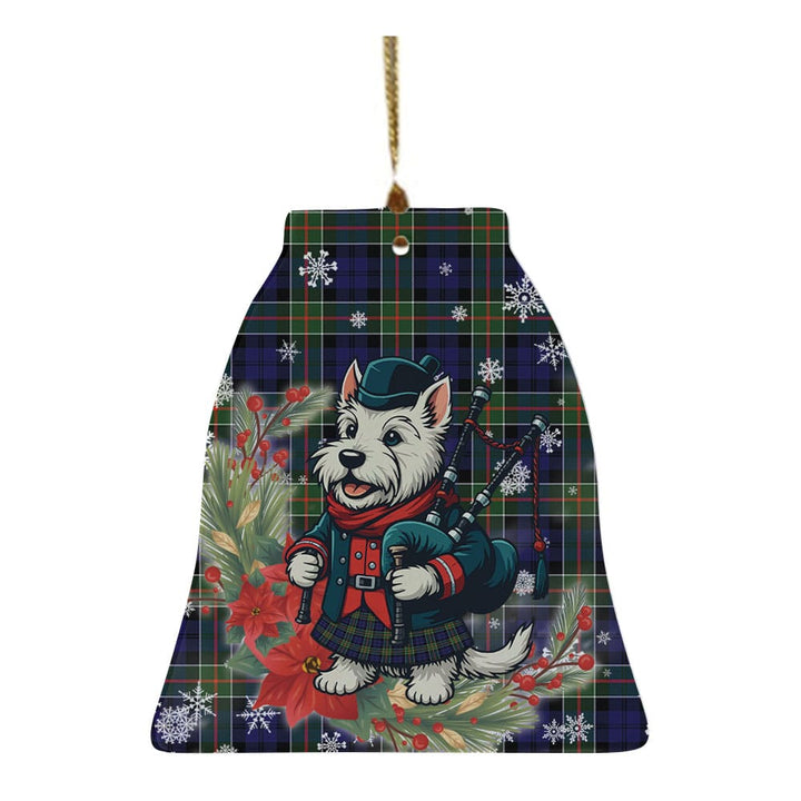 Scottish Colquhoun Modern Clan Tartan Ceramic Ornament Cute Scottish Terrier Dog Bell Style Tartan Plaid