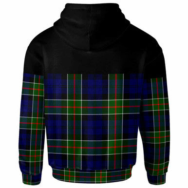 Scottish Colquhoun Modern Clan Tartan Hoodie - Horizontal Style Back Side Tartan Plaid