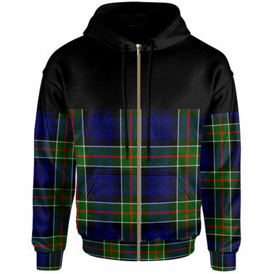 Scottish Colquhoun Modern Clan Tartan Hoodie - Horizontal Style Zip Tartan Plaid