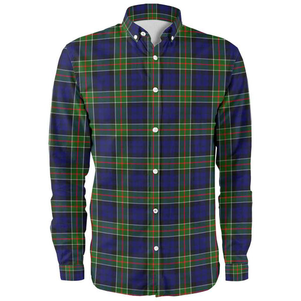 Scottish Colquhoun Modern Clan Tartan Long Sleeve Shirt Front Side Tartan Plaid