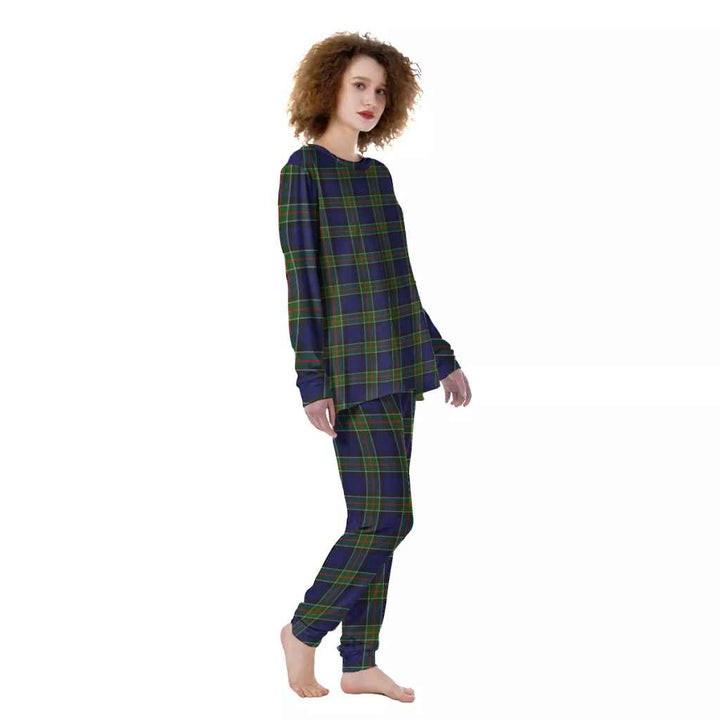 Scottish Colquhoun Modern Clan Tartan Pajama Set Women Front Side Tartan Plaid