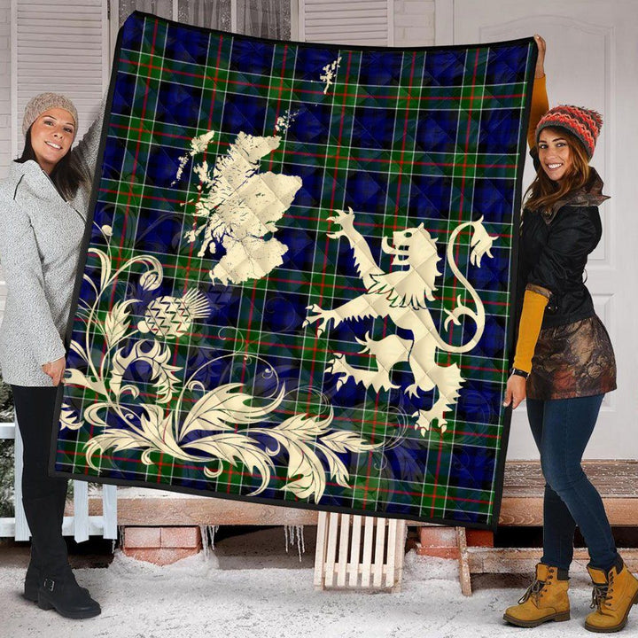Scottish Colquhoun Modern Clan Tartan Quilt Rampant Lion with Thistle Tartan Plaid 2