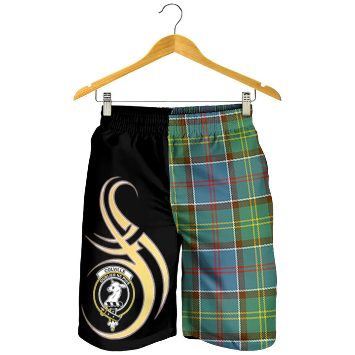 Scottish Colville Clan Crest Tartan Believe in Me Men's Shorts