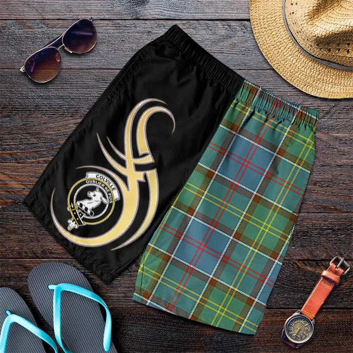 Scottish Colville Clan Crest Tartan Believe in Me Men's Shorts