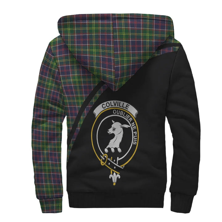 Scottish Colville Clan Crest Tartan Curve Sherpa Hoodie