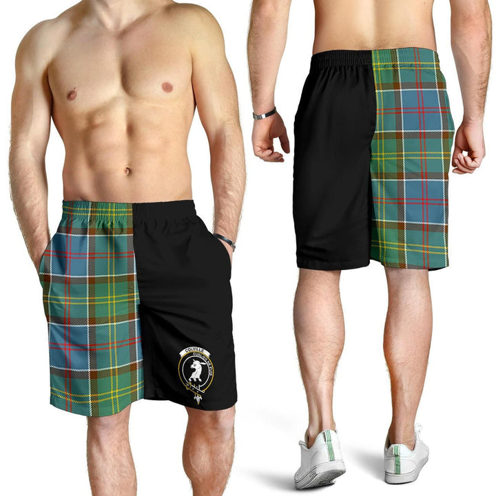 Scottish Colville Clan Crest Tartan Half of Me Men's Shorts
