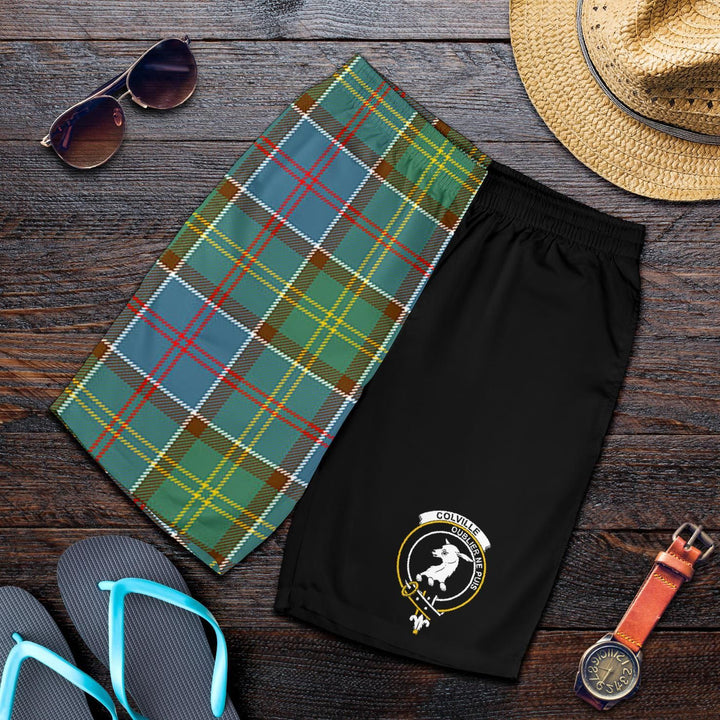 Scottish Colville Clan Crest Tartan Half of Me Men's Shorts
