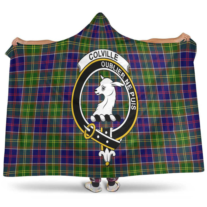 Scottish Colville Clan Crest Tartan Hooded Blanket Tartan Plaid 1