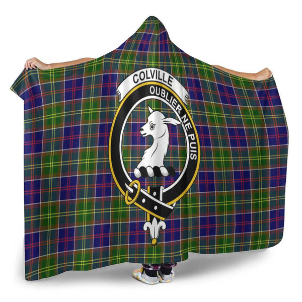 Scottish Colville Clan Crest Tartan Hooded Blanket Tartan Plaid 2