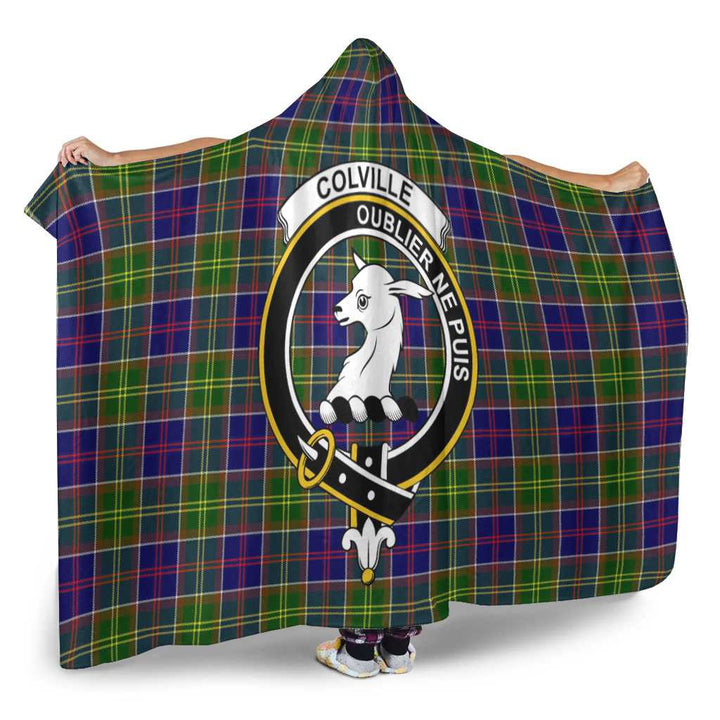 Scottish Colville Clan Crest Tartan Hooded Blanket Tartan Plaid 2