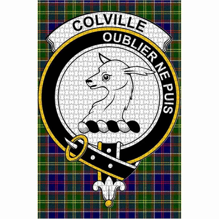 Scottish Colville Clan Crest Tartan Jigsaw Puzzle 1