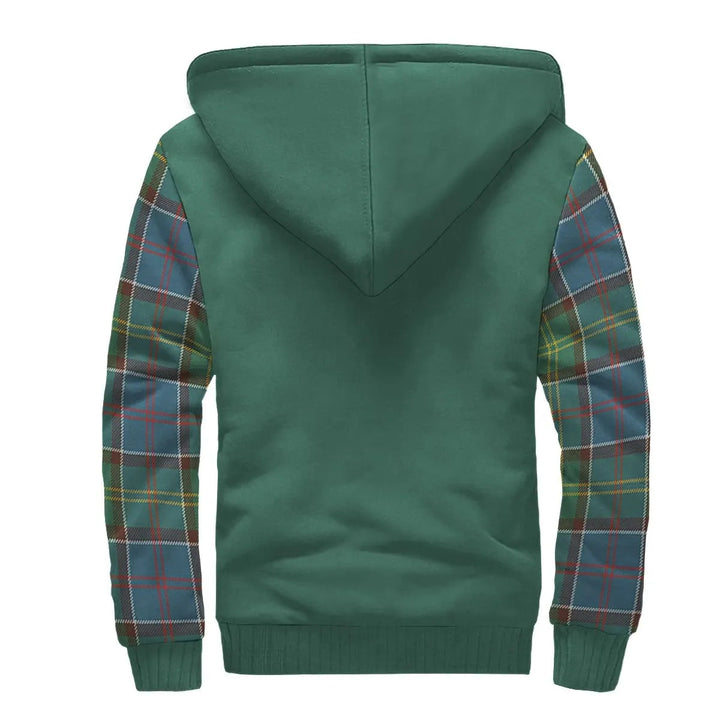 Scottish Colville Clan Crest Tartan Plaid Sleeve Sherpa Hoodie