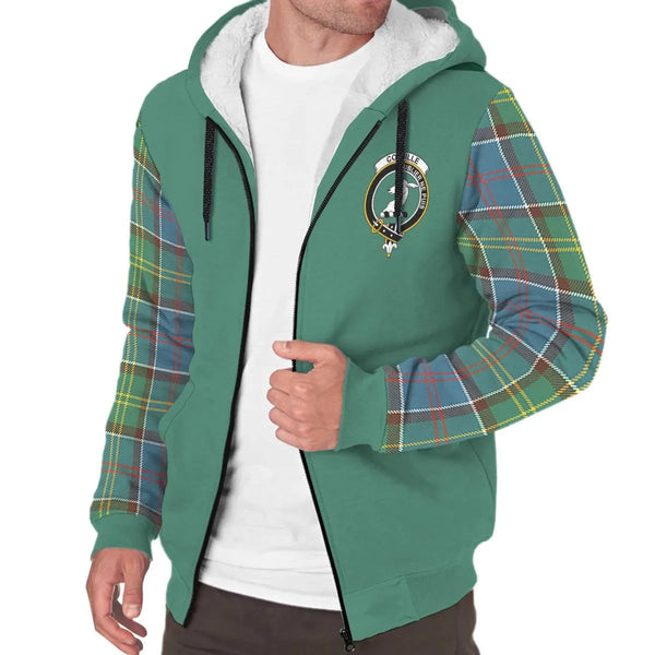 Scottish Colville Clan Crest Tartan Plaid Sleeve Sherpa Hoodie