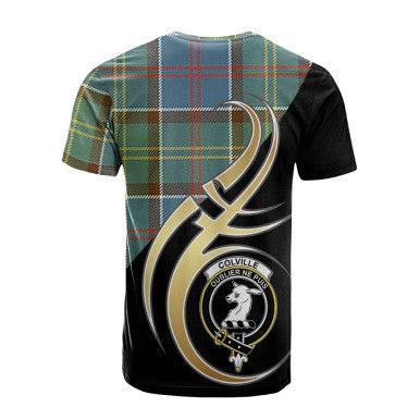 Scottish Colville Clan Crest Tartan T-Shirt Believe in Me Back Side Tartan Plaid
