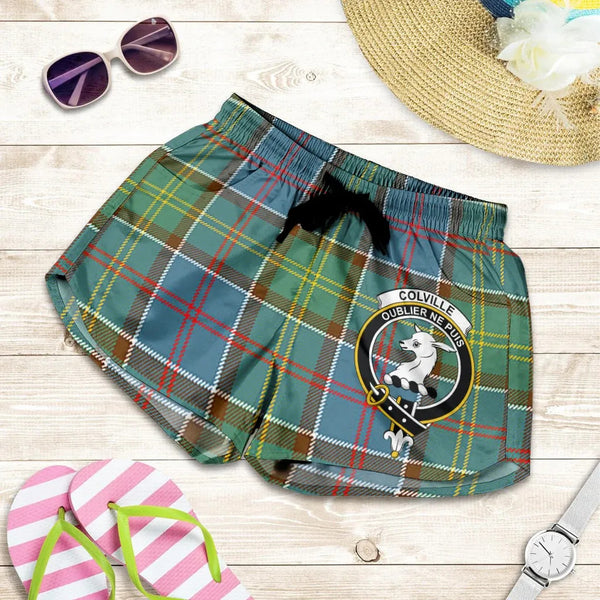 Scottish Colville Clan Crest Tartan Women Shorts